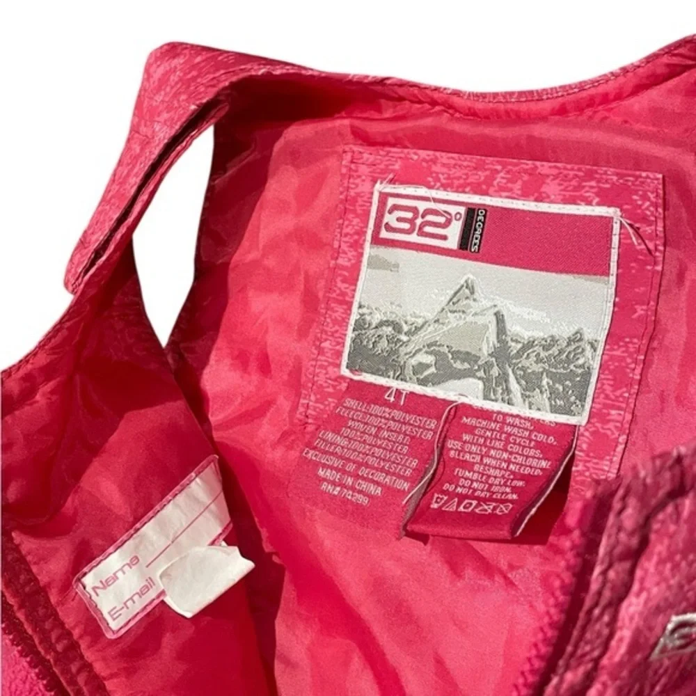 4T Pink Snow Pants Bibs Overalls 32 Degree Weatherproof Kids Girls Ski